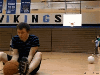 Um Headshot com uma bola de basquete